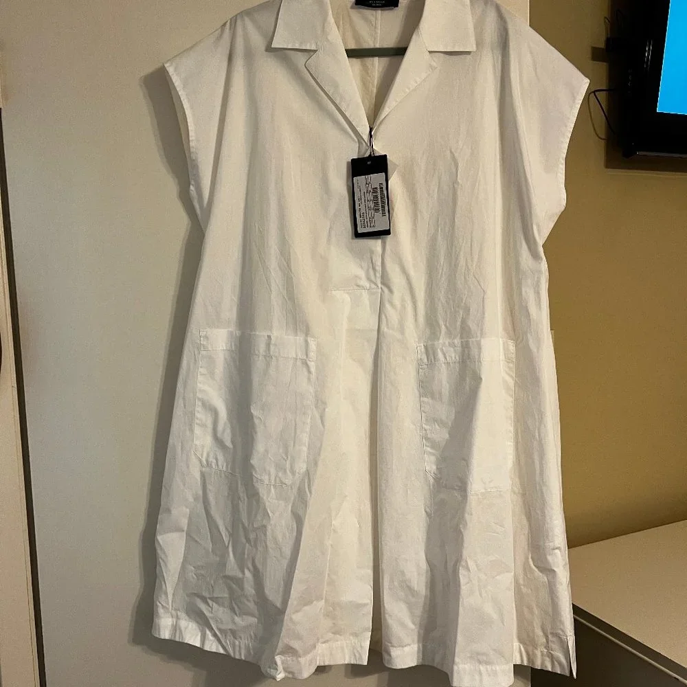 MaxMara White Short-Sleeve A-Line Dress - Picture 2 of 3